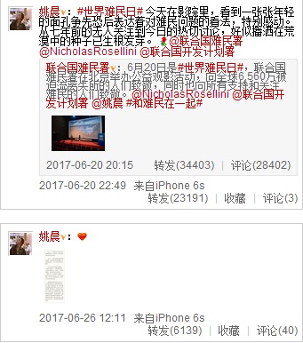 谣传姚晨呼吁接受难民 姚晨发文否认